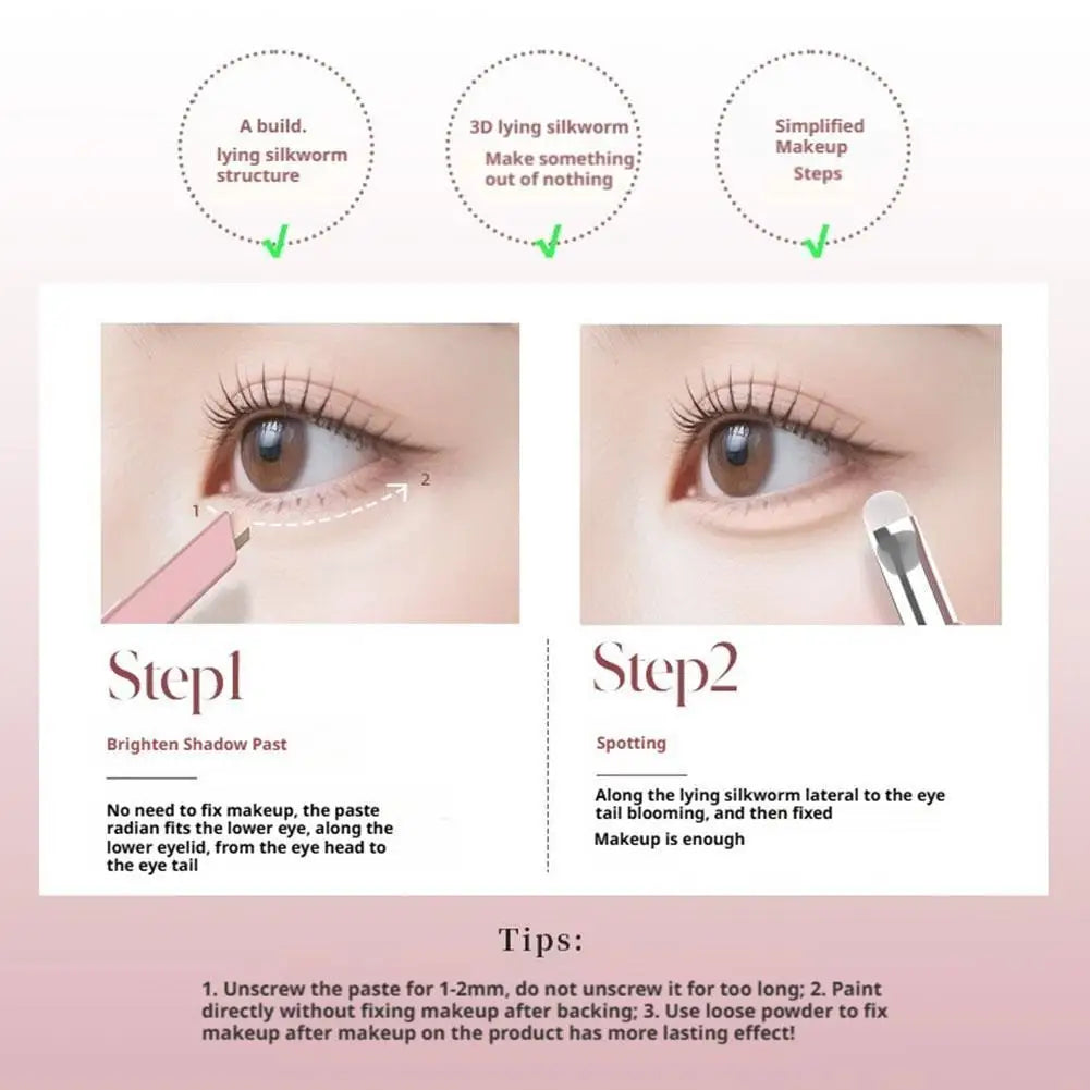 2 In 1 Natural Effect Eye Makeup Pen Brightens Shadows Under-eye Brightener Water-resistant Three-dimensional Eye Makeup Pen