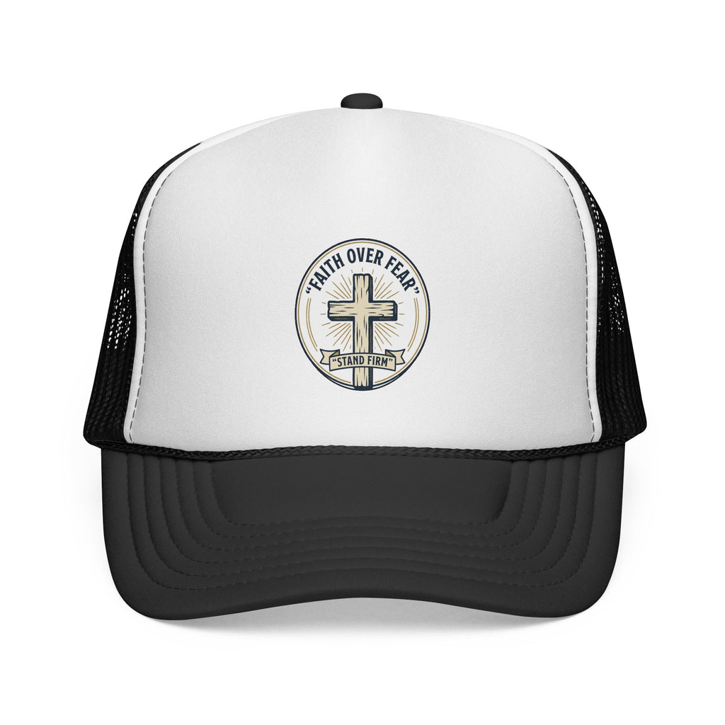Faith Over Fear Trucker Cap — Christian Cross Mesh Hat
