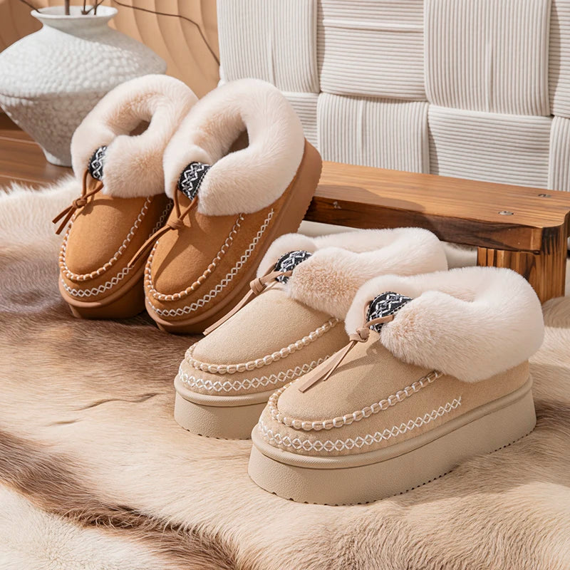 Winter Fluffy Women's Slippers Casual Plush Luxury Designer Woman Shoes Indoor Outdoor Platform Fuzzy Fur Slides Ankle Boot Soft