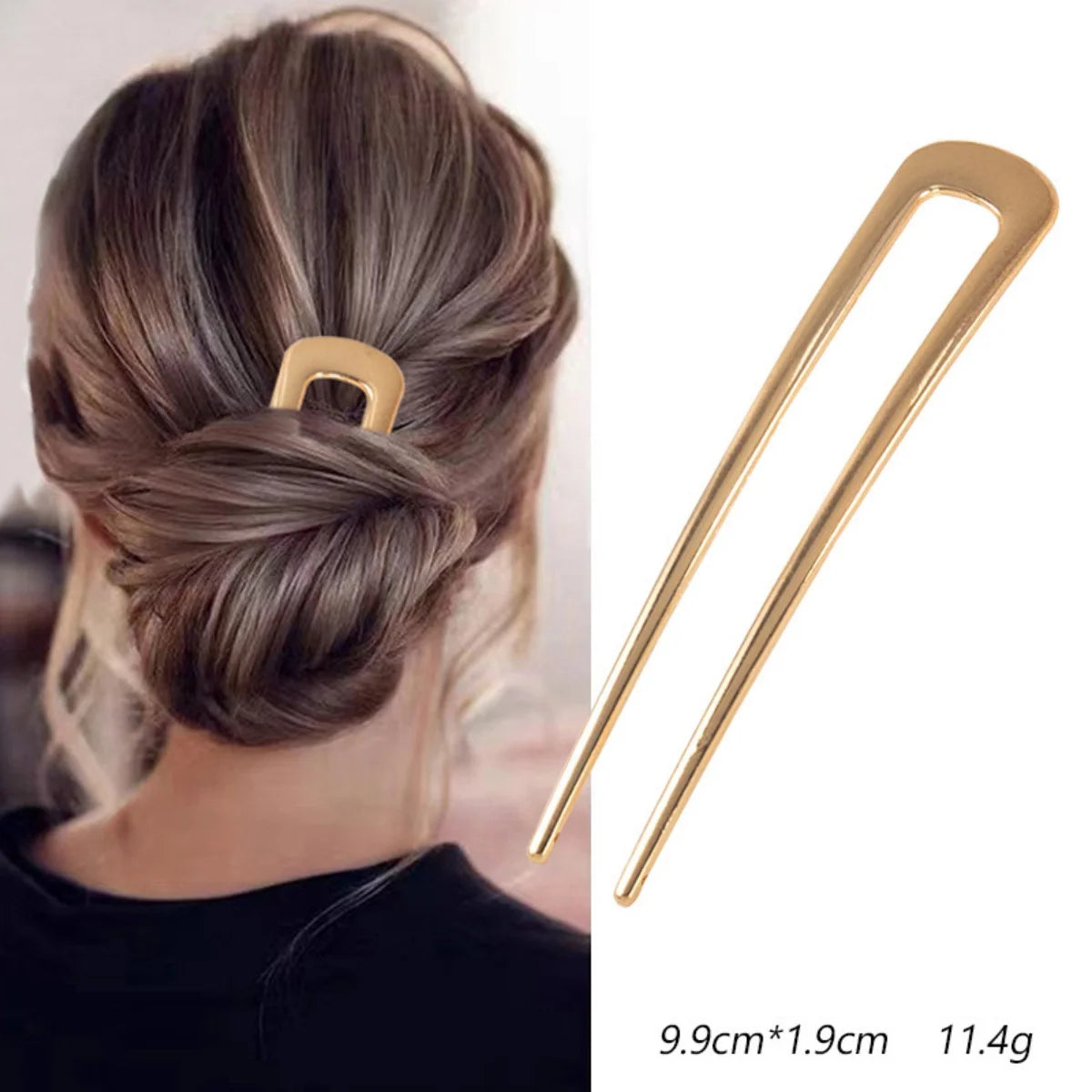 Metal U Shape Hair Stick For Women Silver Gold Color Elegant Shell Enamel Hairpin