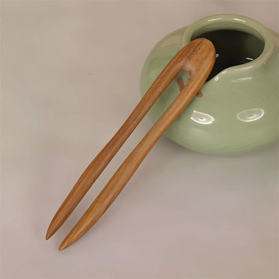 New simple Chinese style hair stick wooden U-shaped hair fork