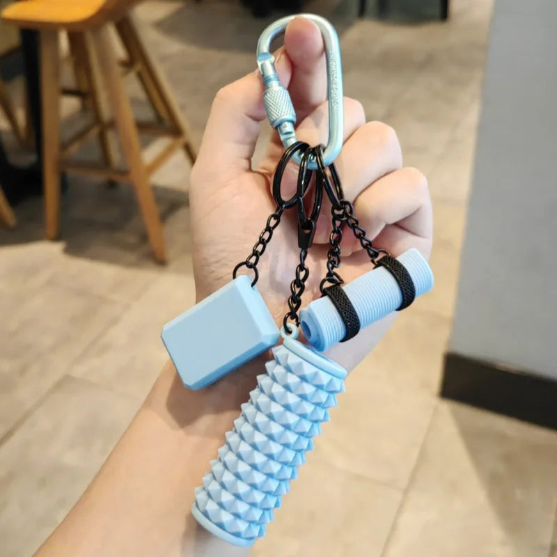 Mini Yoga Mat Foam Roller Keychain Bag Charm - Simulation Fitness Bricks Keychain Gym Bag Accessory Gift for Women Yoga Lovers