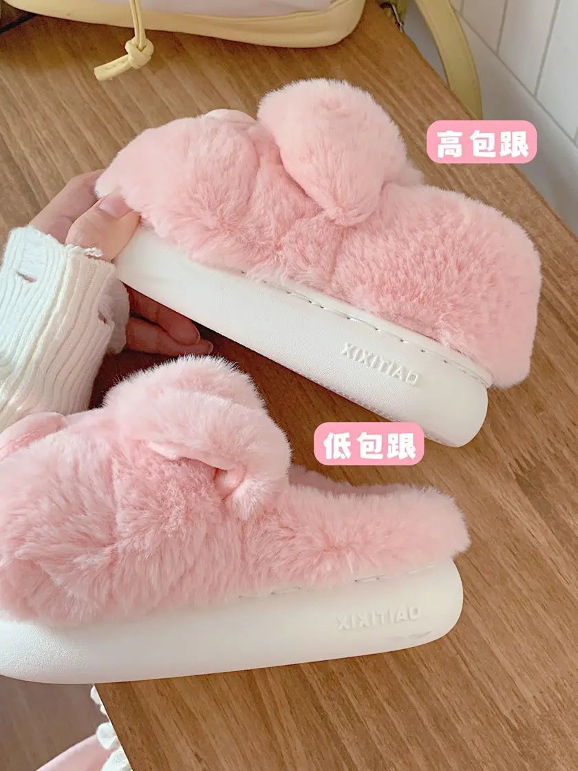 Feerldi Pink fluffy pig slippers women slip on animal slides indoor house furry cotton shoes warm 2024 new girls piggy shoes