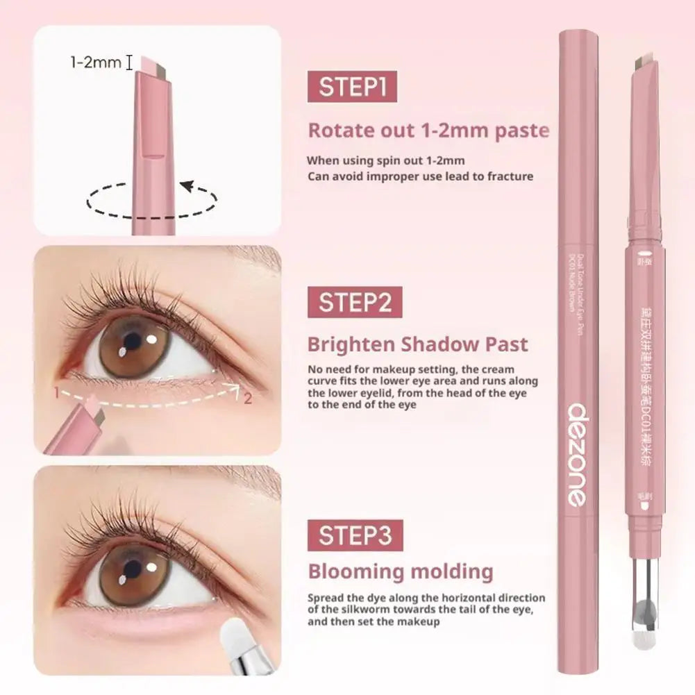 2 In 1 Natural Effect Eye Makeup Pen Brightens Shadows Under-eye Brightener Water-resistant Three-dimensional Eye Makeup Pen