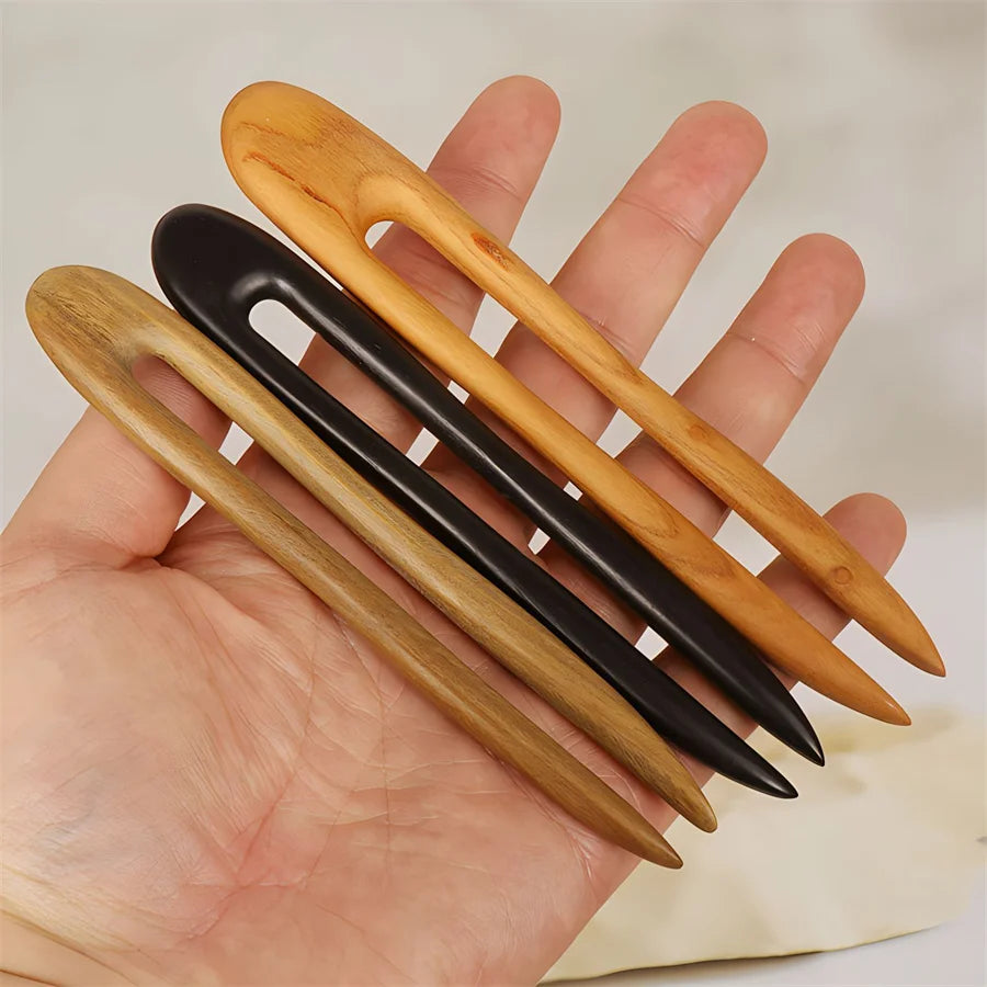 New simple Chinese style hair stick wooden U-shaped hair fork