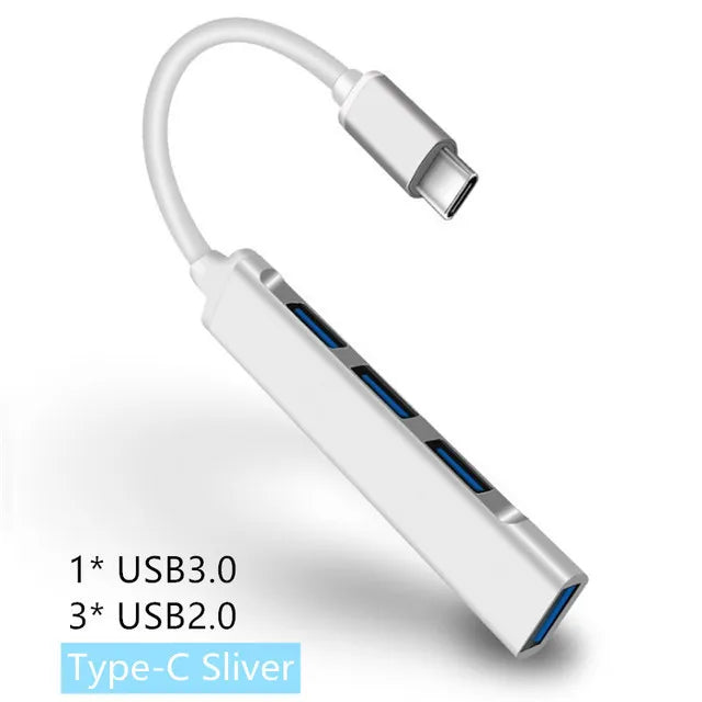 4-Port Multi-Splitter Type C Hub USB Adapter OTG for Xiaomi Lenovo MacBook 13 15 Air pro PC - Computer Accessories