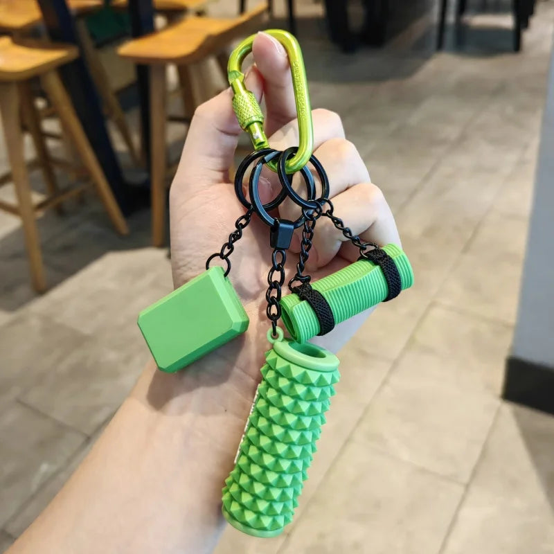 Mini Yoga Mat Foam Roller Keychain Bag Charm - Simulation Fitness Bricks Keychain Gym Bag Accessory Gift for Women Yoga Lovers