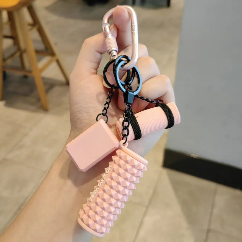 Mini Yoga Mat Foam Roller Keychain Bag Charm - Simulation Fitness Bricks Keychain Gym Bag Accessory Gift for Women Yoga Lovers